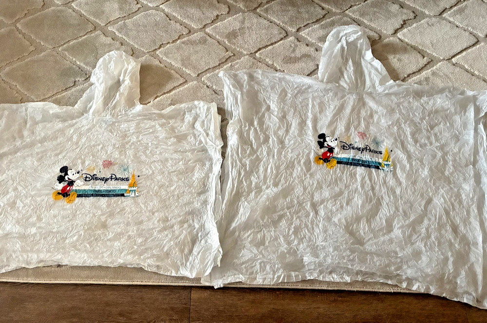Disney Parks Mickey Mouse Rain Ponchos Lot of 2 Adult Child Family Vacation